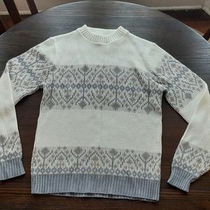 Vintage Women's Crown Sportswear Cream Fair Isle Sweater Size Medium